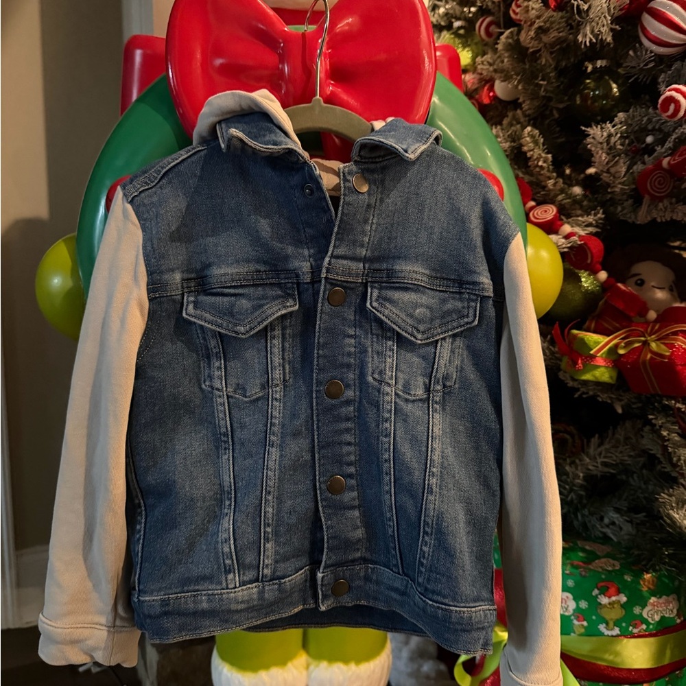 DL1961 Kids Blue Denim Jacket with Cream Sleeves